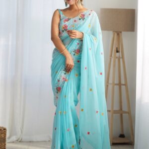 Anouk Floral Embroidered Saree