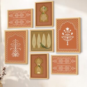 Art Street Brown & Green 7 Pieces Floral and Botanical Wooden Wall Arts