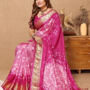 Bandhanivilla Printed Zari Bandhani Saree