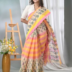 DESH BIDESH Paisley Printed Pure Cotton Taant Saree