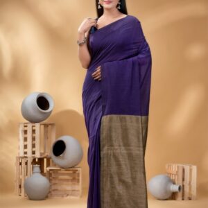 DESH BIDESH Woven Solid Zari Khadi Cotton Saree