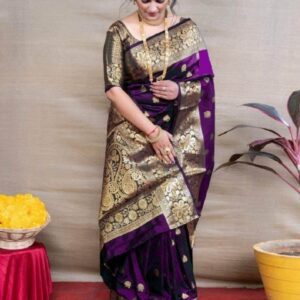 Dhyey Fashion Woven Design Zari Pure Silk Banarasi Saree