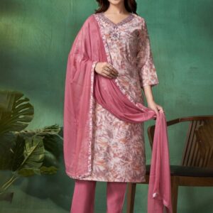 DIVASTRI Embroidered Regular Beads And Stones Pure Cotton Kurta With Trousers & Dupatta