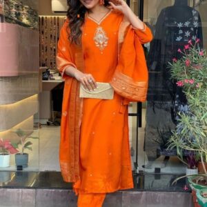 DIVASTRI Women Floral Embroidered Cotton Kurta with Trousers & Dupatta