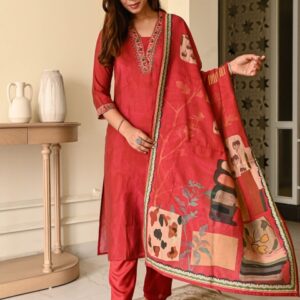 DIVASTRI Women Floral Printed A-Line Kurta with Trousers & Dupatta
