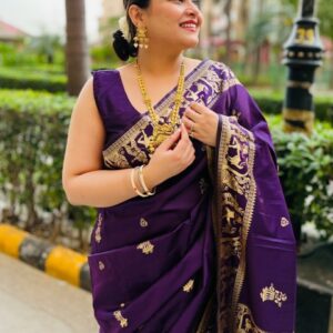 DIVASTRI Woven Design Zari Pure Silk Kanjeevaram Saree