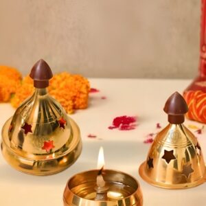 DSH Crafting Your Curiosity Gold-Toned Brass Diya Pooja Essentials