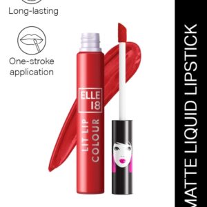 ELLE 18 Lit Lip Matte Finish Long Lasting Liquid Lipstick 5.6ml - Rhubarb Red