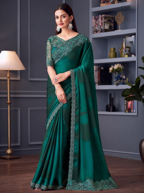 Embellished Embroidered Satin Saree