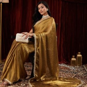 FABMORA Embellished Sequinned Tissue Saree