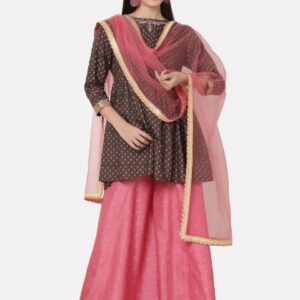 FFU Floral Printed Regular Kurti With Palazzos & Dupatta