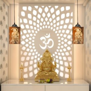 Gojeeva Brown Rectangle Textured Wooden Traditional Ceiling Lamp