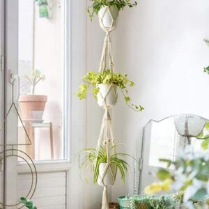 Homesake Set Of 2 Beige Macrame Plant Hangers Without Pot