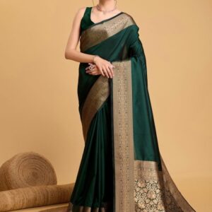 House Of Pataudi Art Silk Zari Kanjivaram Saree With Unstitched Blouse Piece