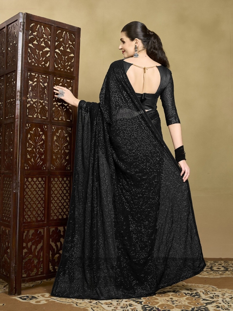 House of Pataudi Women Embellished Sequinned Pure Georgette Celebrity Saree