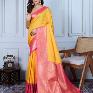 House of Pataudi Woven Design Banarasi Saree With Blouse Piece