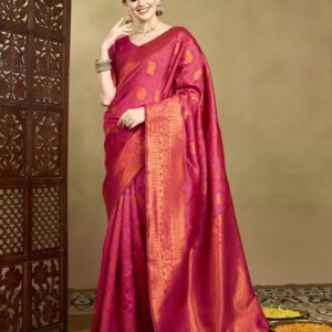 House of Pataudi Woven Design Embellished Zari Pure Silk Saree