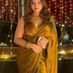 KALINI Gold Silk Blend Solid Sarees