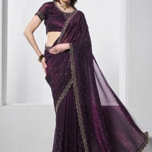 Kalista Embellished Beads and Stones Organza Saree