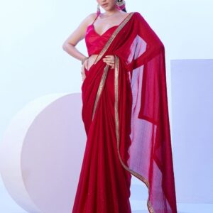 Kalista Embellished Beads and Stones Pure Chiffon Saree