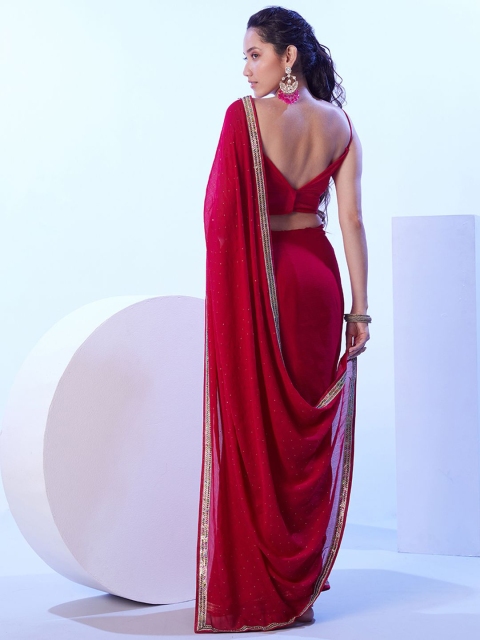 Kalista Embellished Beads and Stones Pure Chiffon Saree