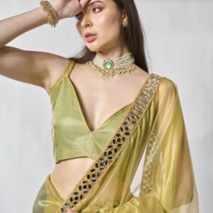 Kalista Mirror Work Organza Saree