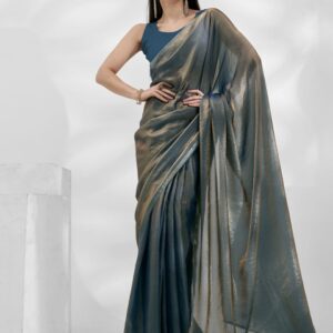 Kalista Solid Embellished Tissue Saree