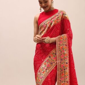 KALKI Fashion Woven Design Zari Bandhani Saree