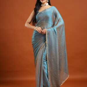 kasee Solid Embellished Beads and Stones Silk Blend Saree