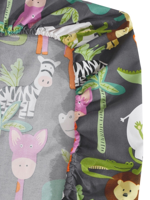 KLOTTHE Grey & Orange Cartoon Character Printed 300 TC King Bedsheet With 2 Pillow covers