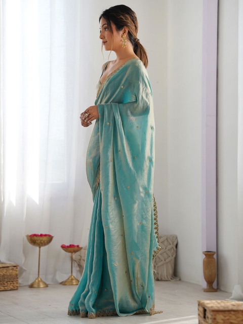 Mandara Embellished Sequinned Tissue Saree