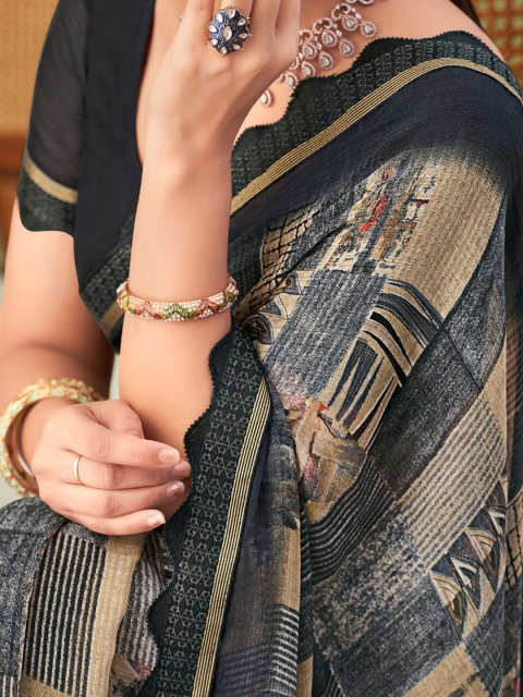 Mandara Ethnic Motifs Pure Chiffon Saree