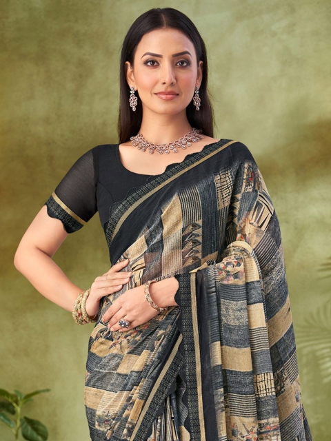 Mandara Ethnic Motifs Pure Chiffon Saree