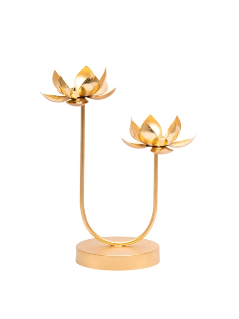 MARKET99 Yellow Lotus Mercury Votive T-Light Candle Holders With Metal Stand