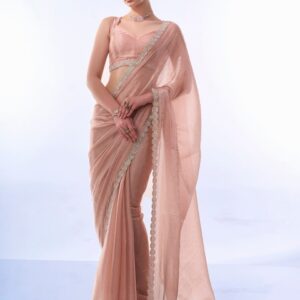 Mitera Embellished Beads and Stones Organza Saree