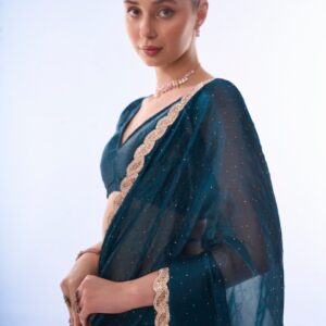 Mitera Embellished Beads and Stones Pure Chiffon Saree