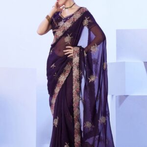 Mitera Embellished Pure Chiffon Saree