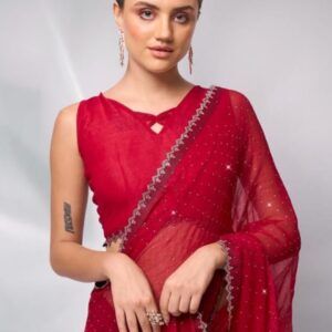 Mitera Embellished Sequinned Satin Saree