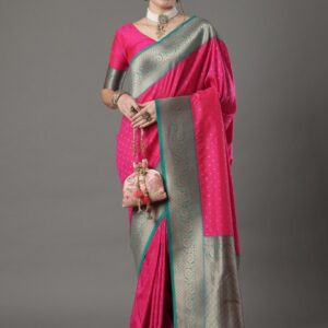 Mitera Floral Woven Design Zari Banarasi Saree