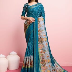 Mitera Kalamkari Zari Pure Silk Saree