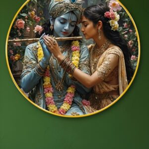 Myntra Elegant Homes Blue And Brown Radha Krishna Religious Wood Wall Art