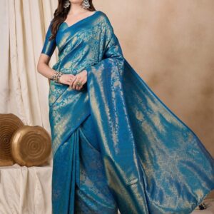 RAJGRANTH Ethnic Motifs Zari Pure Silk Kanjeevaram Saree