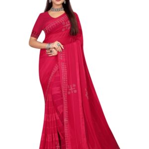 RANGRASIYA Striped Beads and Stones Embellished Saree