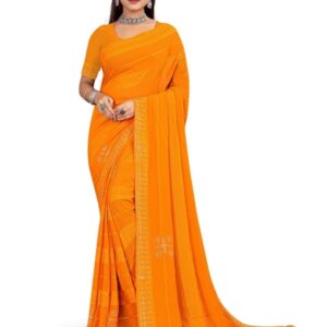 RANGRASIYA Striped Beads and Stones Heavy Work Saree