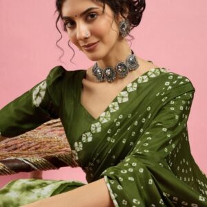 Sangria Bandhani Printed Saree With Blouse Piece