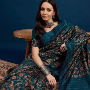 Sangria Ethnic Motifs Printed Saree With Unstitched Blouse Piece