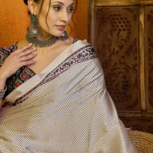 Sangria Ethnic Motifs Printed Satin Saree With Blouse