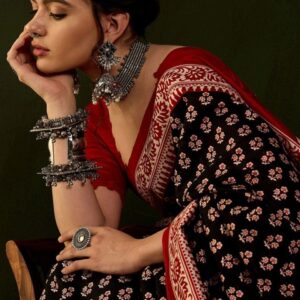 Sangria Printed Dabu Saree With Blouse Piece