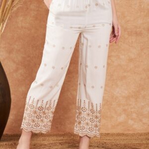 Sangria Women Embroidered Flared Palazzos