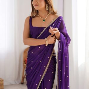 Saree mall Floral Sequinned Pure Georgette Sarees